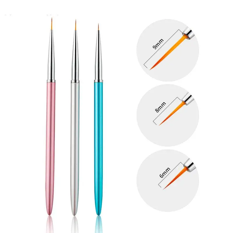 

3Pcs/set Nail Art Liner Painting Pen Tips DIY Acrylic Brushes French Lines Stripes Flower Grid Painting Drawing Pen