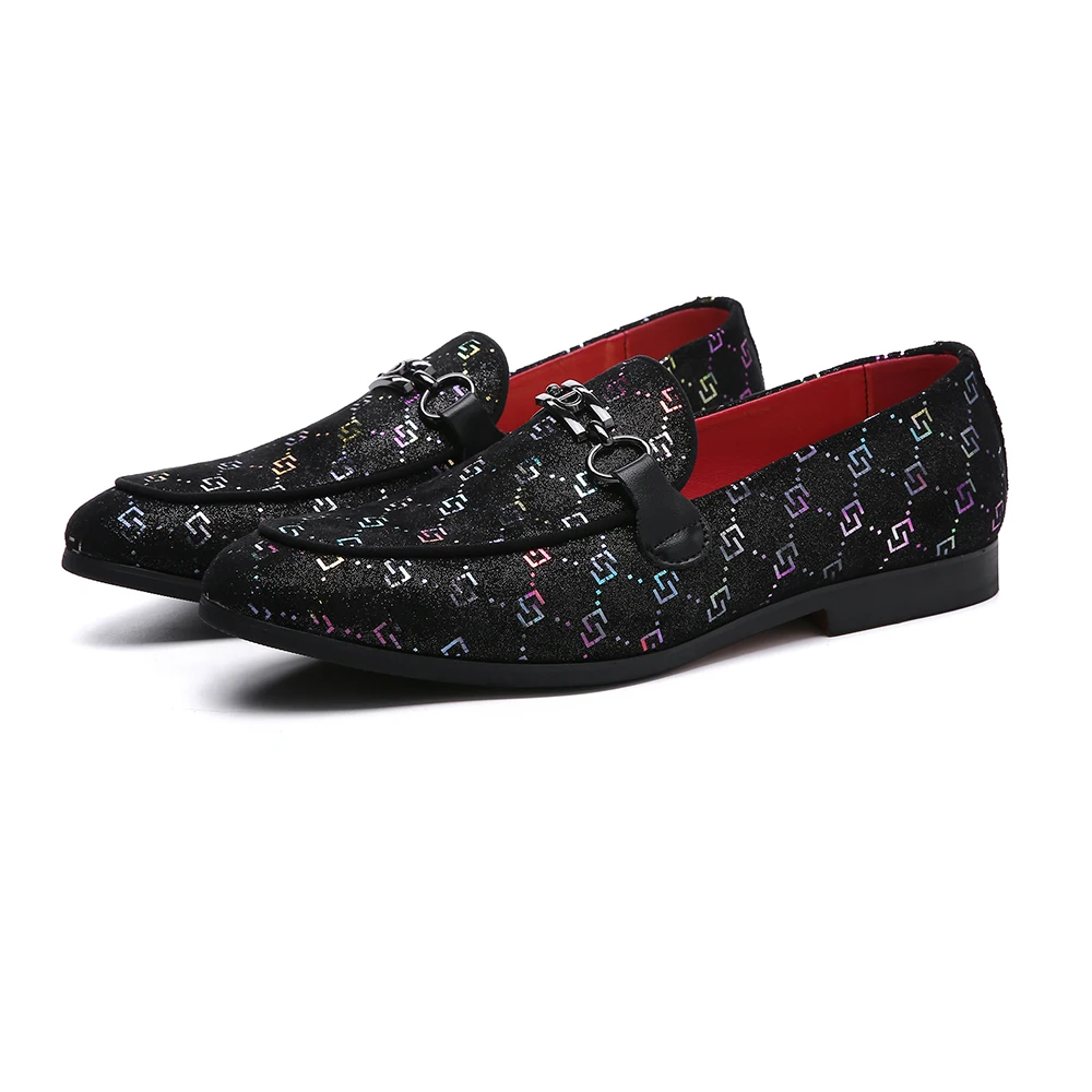 

37-48 Big Size Luxury Black Embroidery Bee Man Women Smoking Loafers Shoe A6887