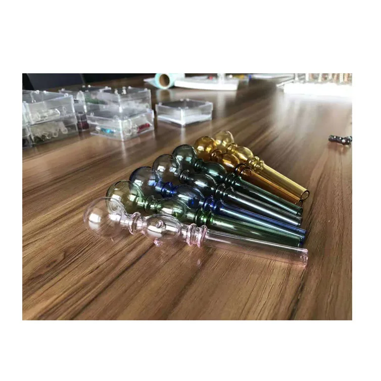 

2021New Handmade Glass Pipe Smoking Accessories Simple Pipes Hand Pyrex Colorful Clear Glass Nail Pipe wholesale