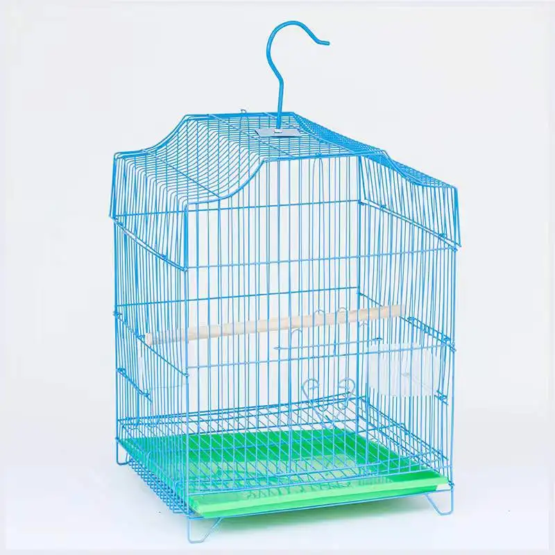 

Factory Foldable Bird Cage Pet Living House Cage Iron Ornamental Metal Small Canary Cages of Birds, White/blue/pink