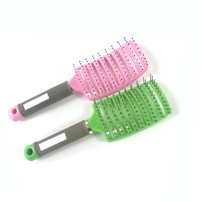 

plastic silicone shampoo massage hair scalp comb brush for ironing and dyeing hair, Pink green