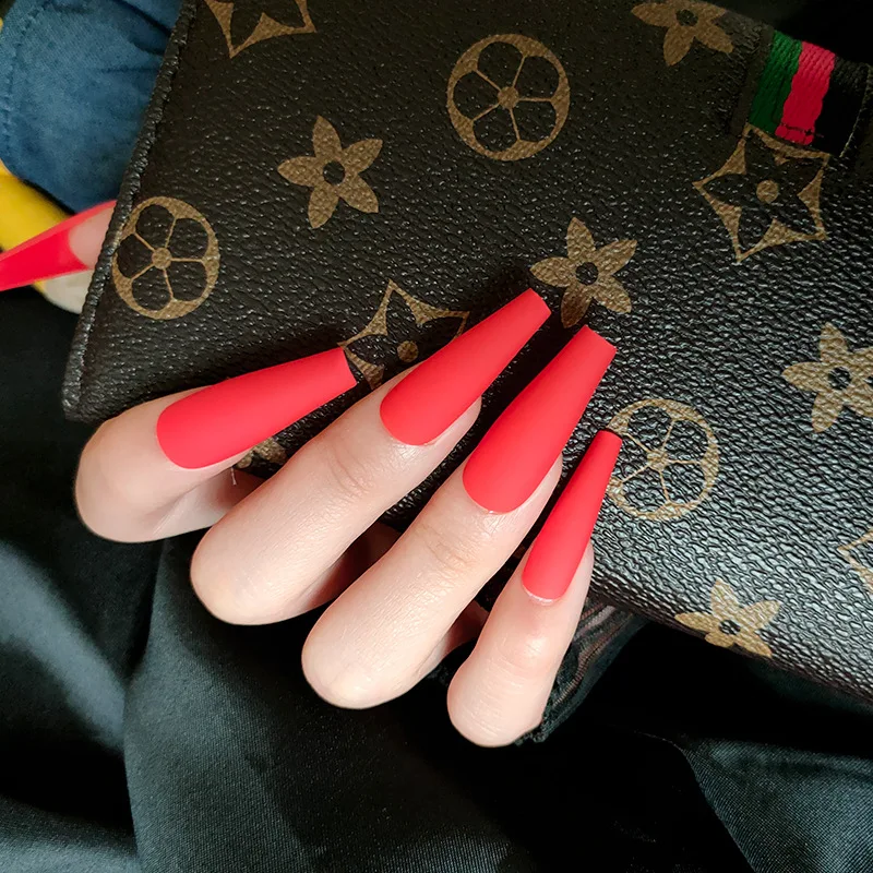 

Candy Colors Long Ballerina Fake Nails Natural Coffin Press on False Nail Art Tips ABS Full Cover Nail Decor