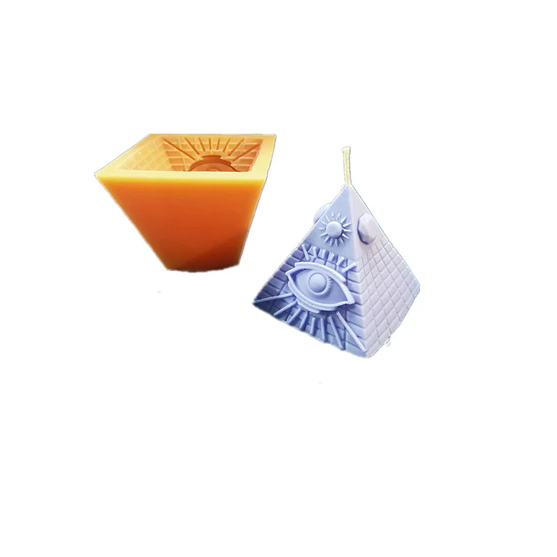 

0651 DIY Epoxy Psychic Eyes Set Cake Decoration Silicone Pyramid Candle Mold, Orange