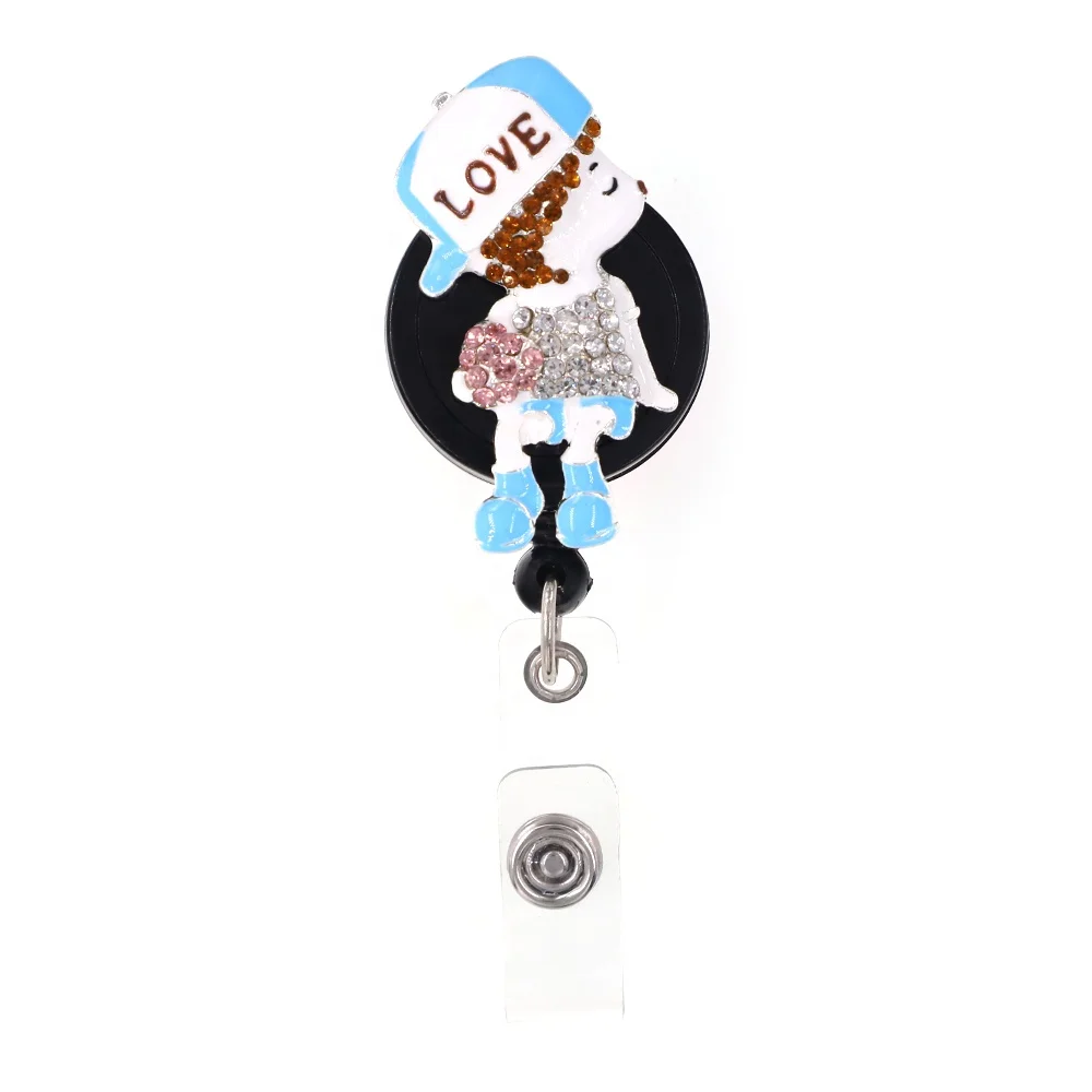 

Handsome Cute Love Boy rhinestone retractable ID badge reel for children, All kinds of color