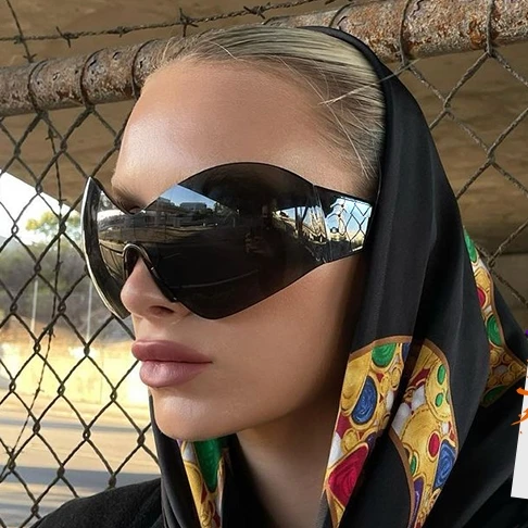 

2126 2023 Oversized Futuristic Sun Glasses For Women Men Fashion Rimless Y2k Sunglasses Shield Wrap Around Shades