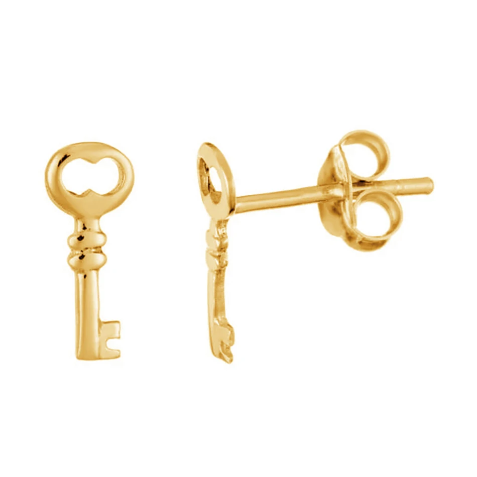 

Gold Plated Earrings Jewelry Wholesale 925 Sterling Silver Key Stud Earrings For Woman Fashion Earrings