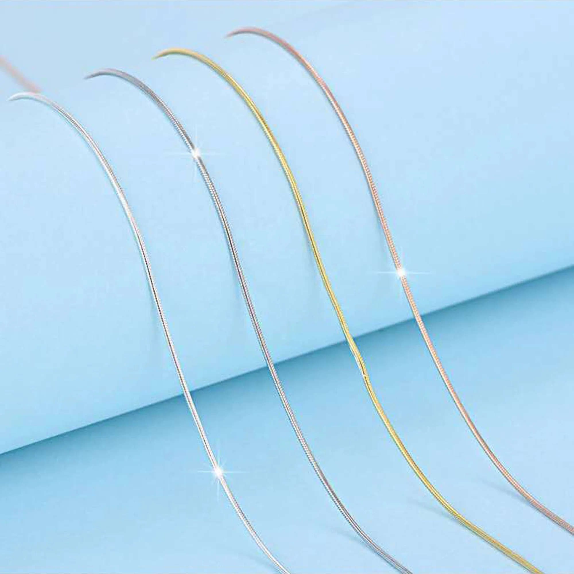 

18 inches 925 sterling silver jewelry chain Gold Plated Sterling Silver necklace Snake chain