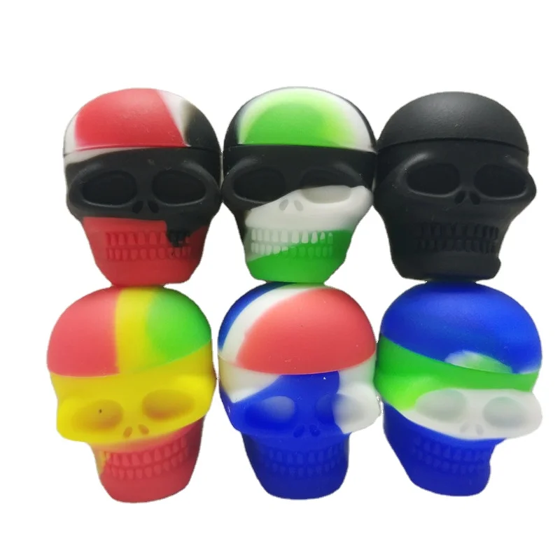 

Cute skulls 3ml silicone container concentrate dabs jar weed accessories wax jar for smoking accessories, Mix color