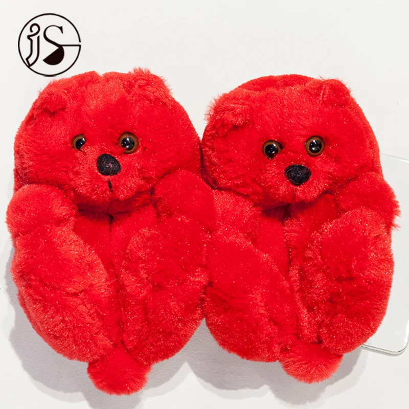 

Wholesale Price Various Styles Plush teddy bear slippers Indoor shoes home slides comfy soft fur kids slippers 2021