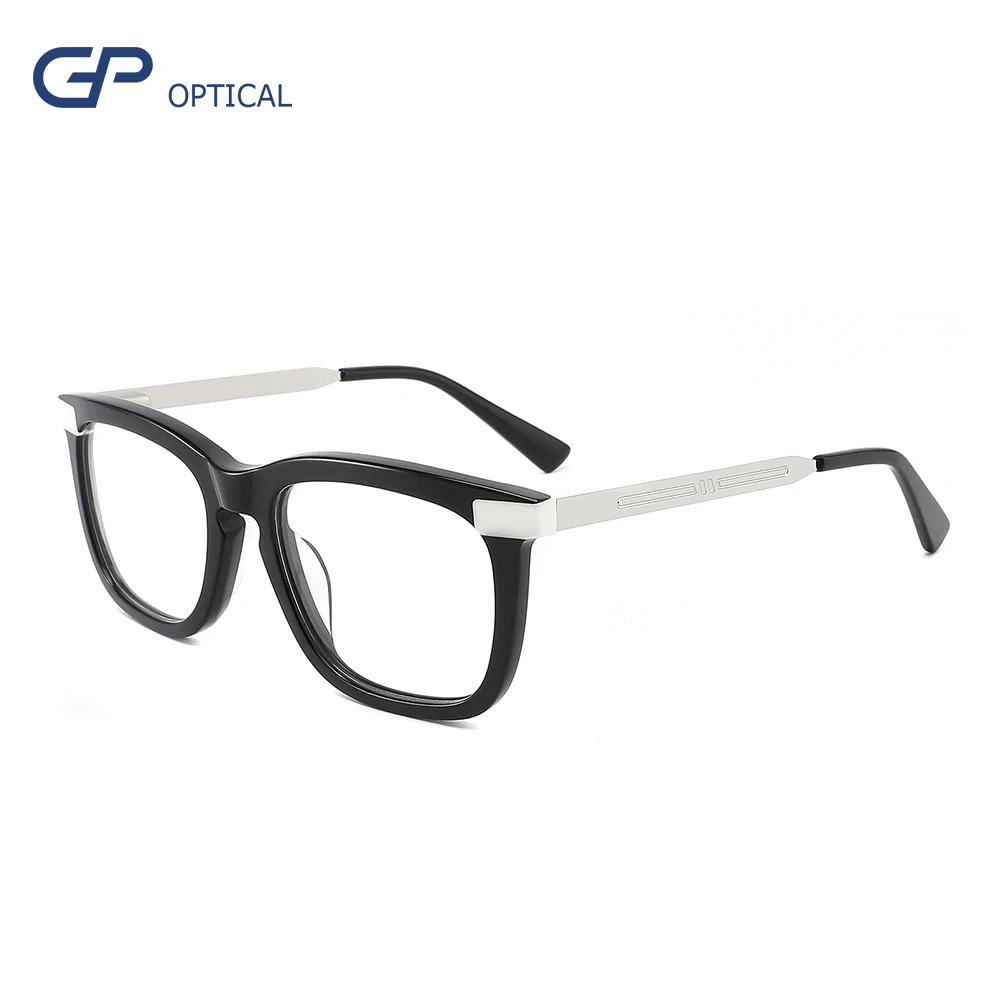 

Ready stock acetate optical frame inplace sunglasses fashion big frame design metal with acetate eyeglasses frame, 4 colors