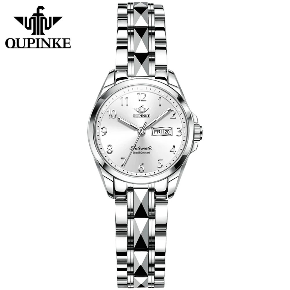 

OUPINKE 3228 Top Quality Men Automatic OEM Stainless Steel Custom logo automatic mechanical watches wrist watches for women