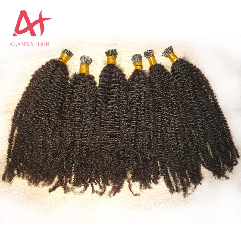 

New Arrival Grade 12A Virgin Mongolian Kinky Curly 4b4c Human Hair I Tip Hair Extensions Kinky Curly Wholesale