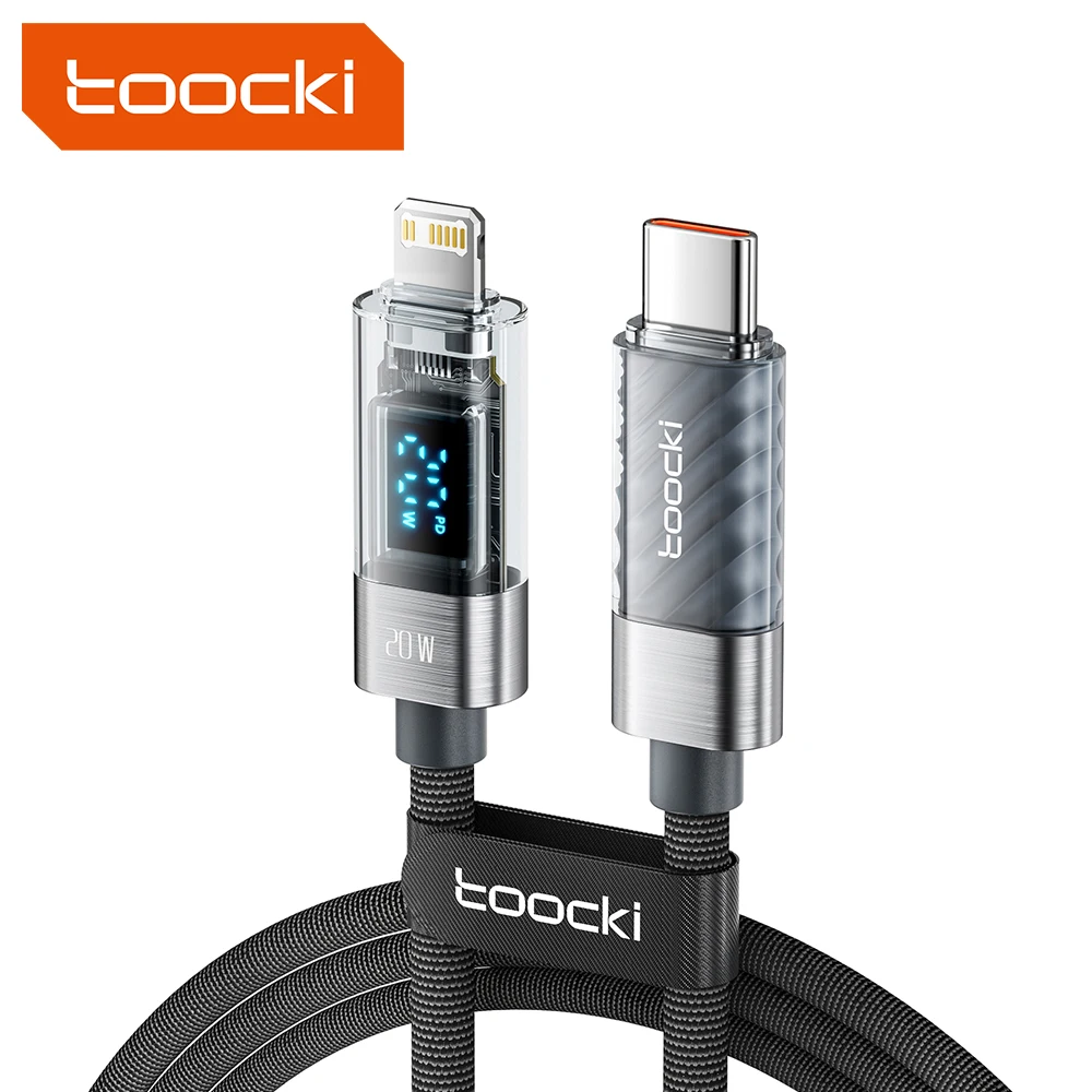 

Toocki PD 20W usb c to lighting fast charging date transfer newest cable with digital display design