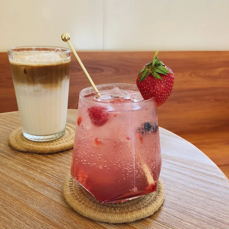 

Creative glass cup Simple clear crystal Whiskey glass Household coffee cup cold drink cup, Stocked