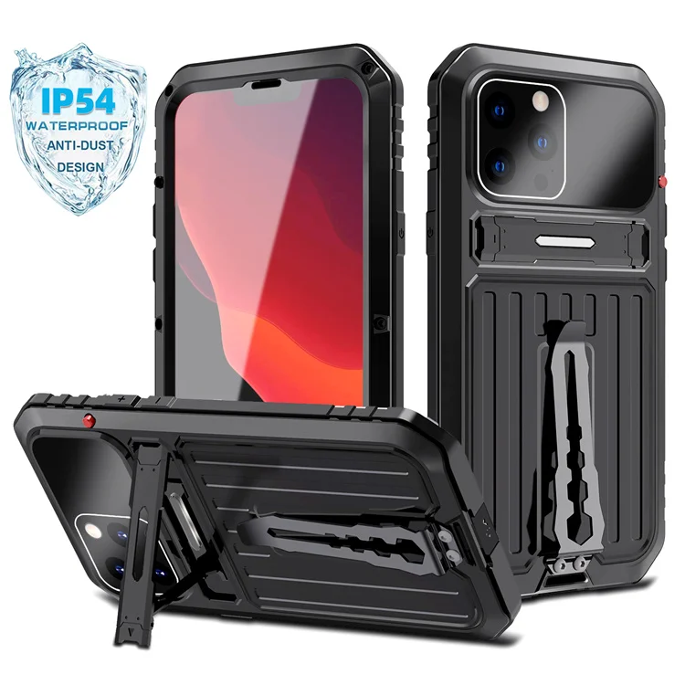 

Lens protection metal aluminum alloy stand holder shockproof phone case cover for iphone 12 pro max