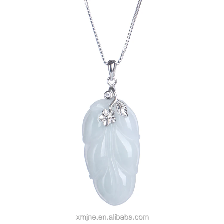 

Manufacturers Supply 925 Silver Inlaid Leaf Jade Pendant Gold Branch Jade Leaf Jade Pendant Female Accessory Necklace