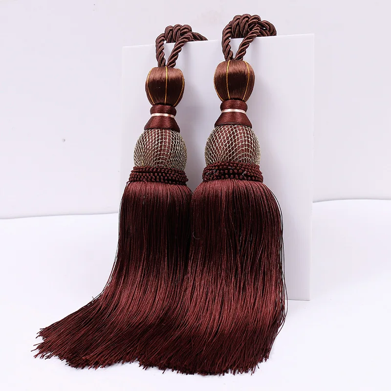 

High court special golden wire net curtain hanging ball tassel curtain tassel binding, White