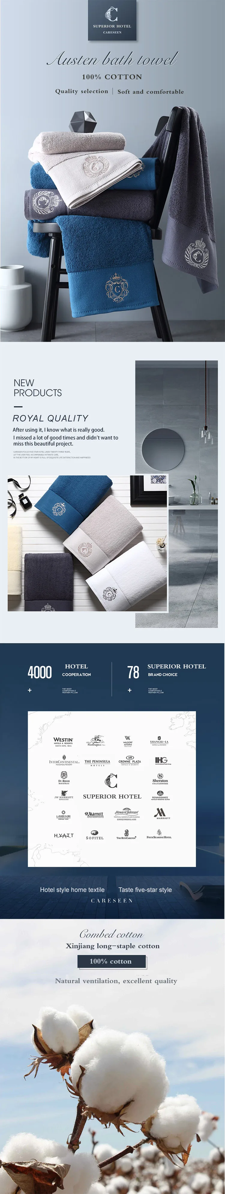High Quality Custom Logo Cotton Towels Bath Set Luxury Hotel Towels