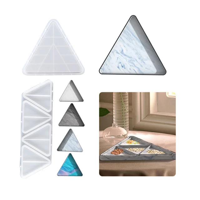 

J113 Free Sample DIY Shiny Large Triangle Platter Molds Fruit Nut Tray Silicone Resin Mold