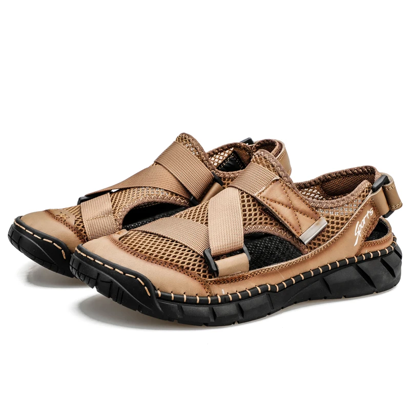 

New Arrival Fashion Men's Light Weight Slip-on Beach Sandals Breathable Mesh Upper Hollowed- out Summer Outdoor Casual Shoes