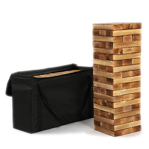 
WAFFLE GAMES Classic Burned Giant Tumbling Tower wood block stacking game - 66PCS 