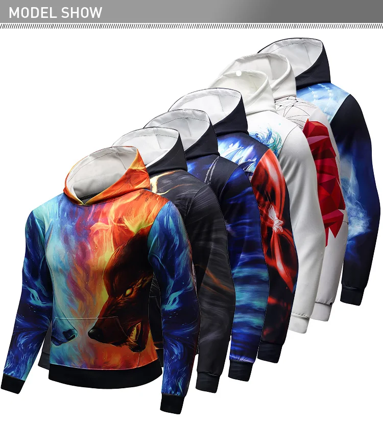 Men pullover fitness hoodie 3d sublimation anime hoodie