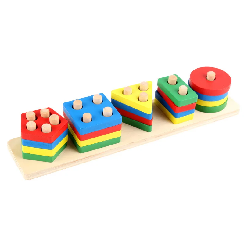 

Mini Size Wooden Montessori Toy Building Blocks Early Learning Educational Toys Color Shape Match Kids Toy for Boys Girls 2Y+, Colorful or custom