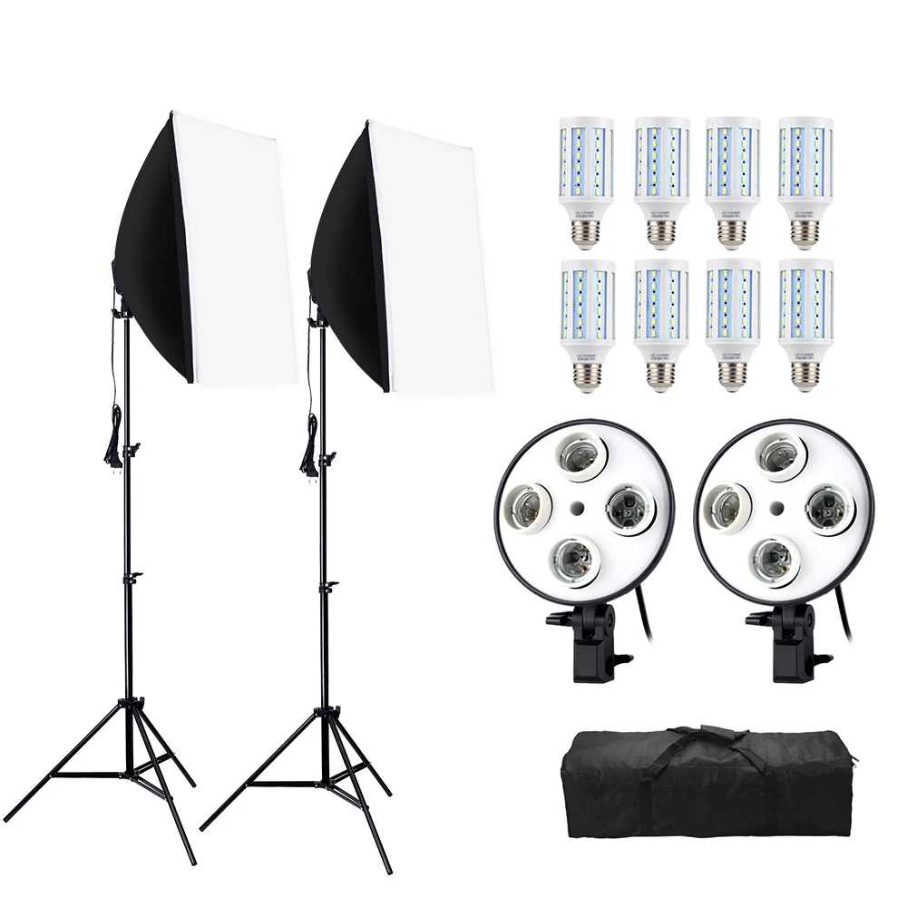 

2pcs 50x70CM Photography Softbox Lighting Kits Professional Continuous Light System Studio Equipment For Photo Studio