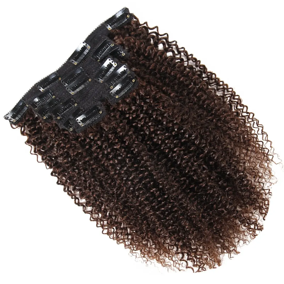 

brown brazilian curly human hair clip in extensions colorful dark brown curly virgin clip in hair
