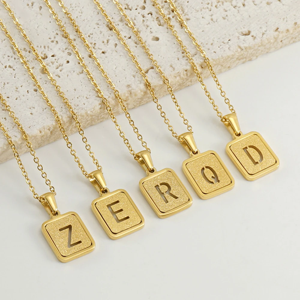 

Personalized Hollow A-Z Alphabet Pendant Necklace Stainless Steel 18K Gold-plated Letter Clavicle Chain Necklace for Women