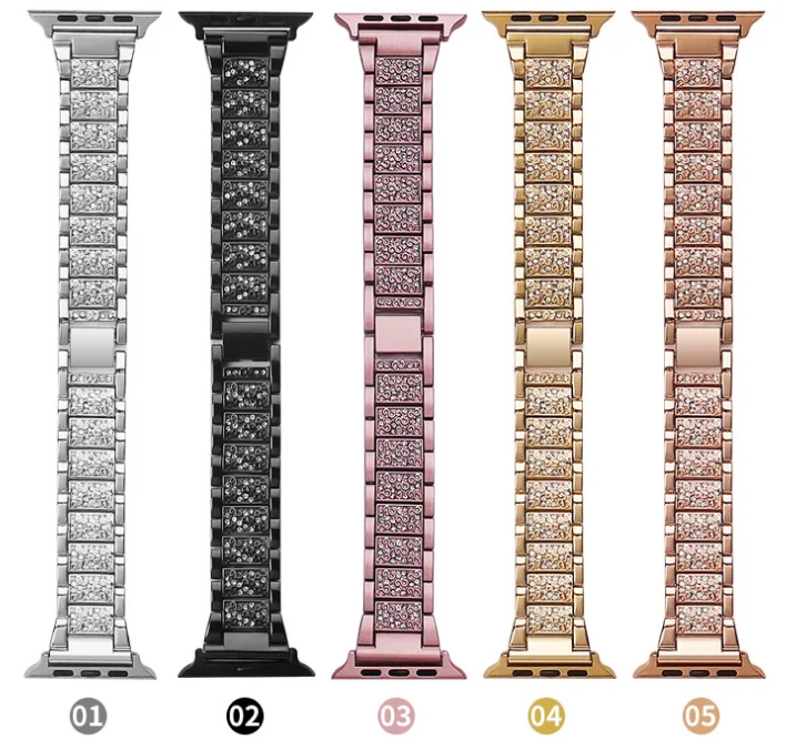 

Band for Apple Watch Luxury Sparkle Diamond jewel Stainless Steel Replacement Strap for iWatch 6 5 4 3 2 1 se, Colorful