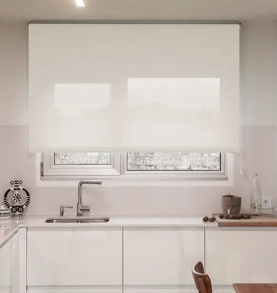 ZSTARR Pinhole Technique Horizontal Patterns Light Filtering Blackout Electric Roller Blinds for Office Kitchen French Window