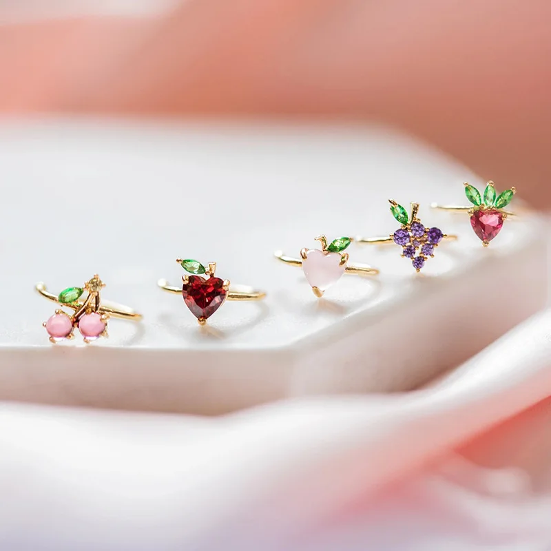 

Minimalist No Pierced Colorful Zircon Cute Fruit Shaped Single Ear Bone Clip Earring Cuff Earrings for Ladies Girls, Gold color