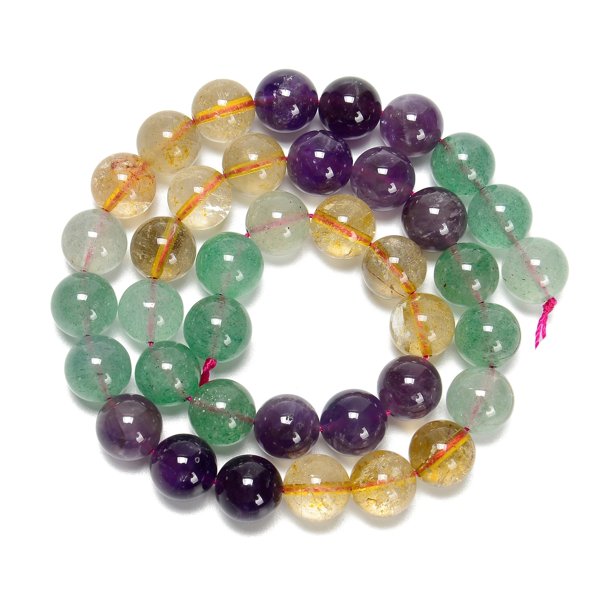 

Loose 6mm 8mm 10mm 12mm Natural Multi-color Quartz Crystal Yellow Jade Angelite Tourmaline Smooth Round Beads for Jewelry Making