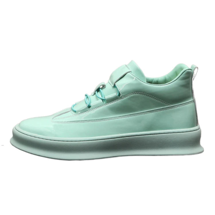 

Fluorescence Cyan Candy Color Running Shoes For Men glossy bright upper aj1 style high top basketball shoes sneaker for men