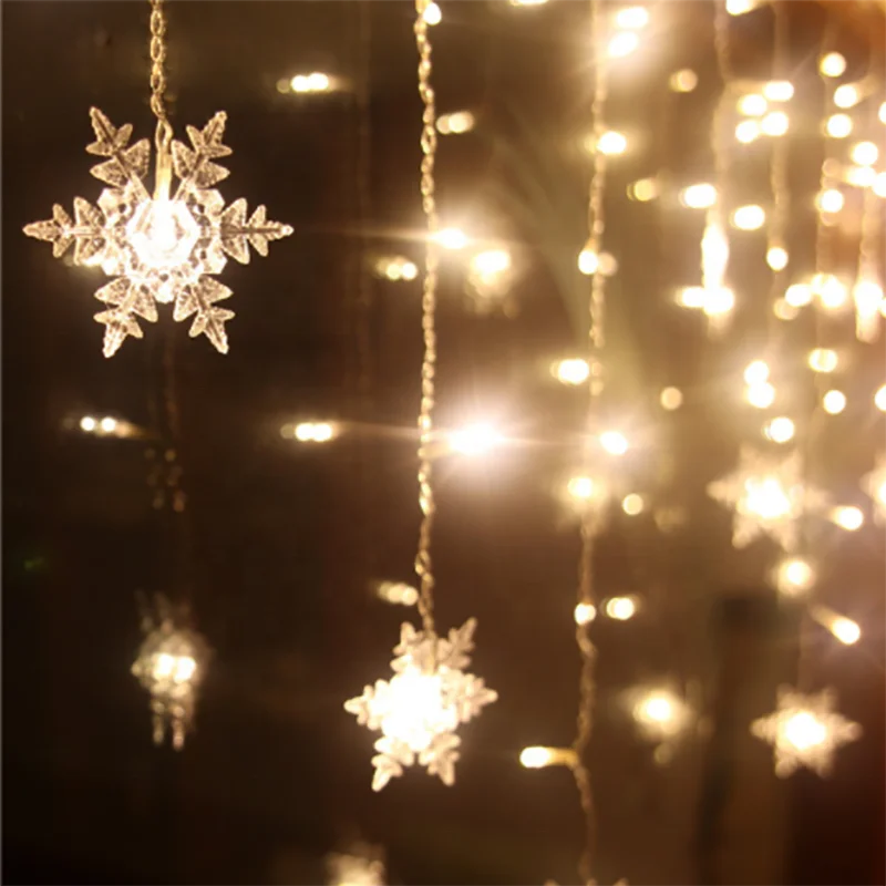 Curtain light string snowflake 1.5M X 0.5M USB power 8 modes indoor wall decorations