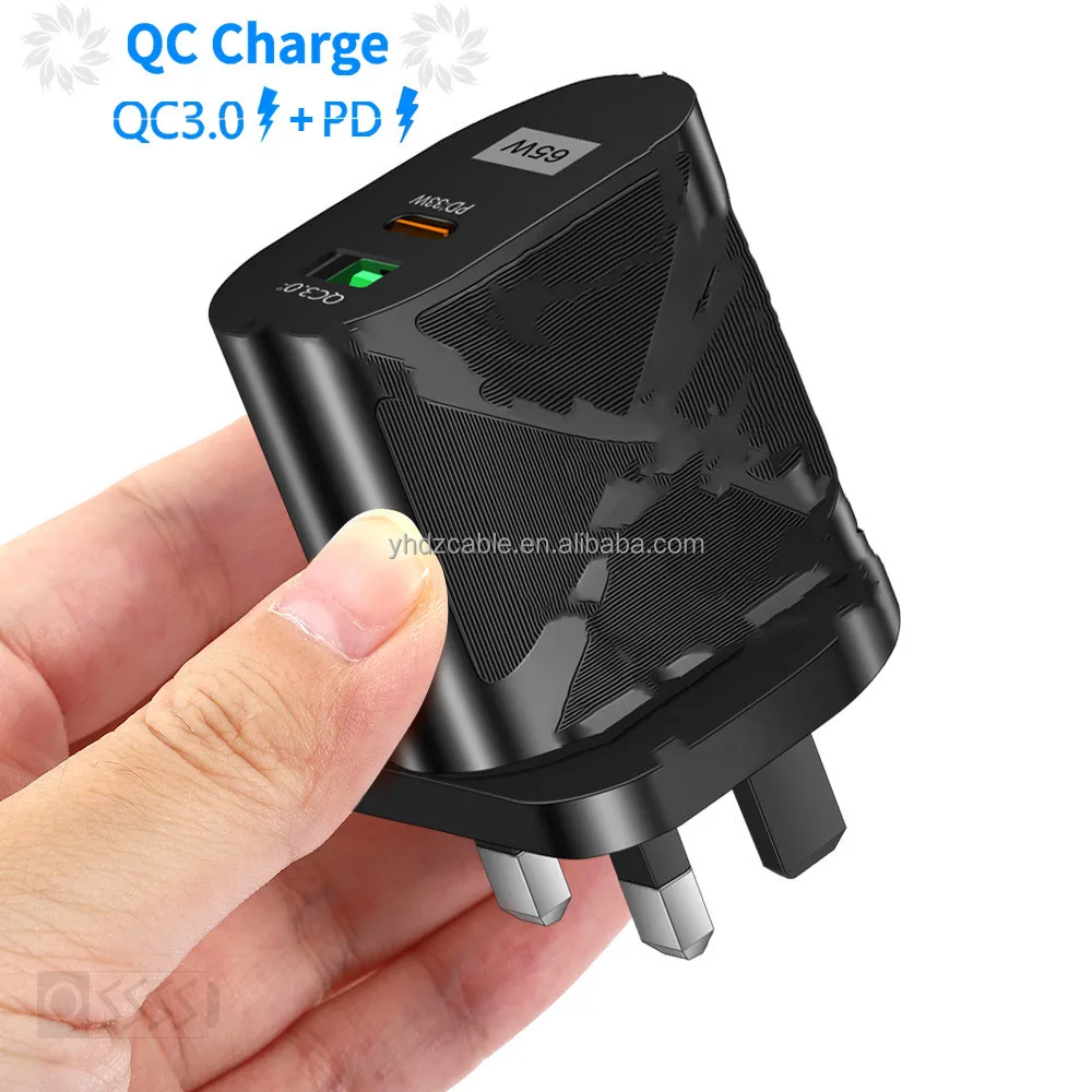 

New Arrival 65W Gan USB C Fast Charger Dual Port 33W QC3.0 USB Travel Wall Charger for iPhone 13 pro max Original Charger