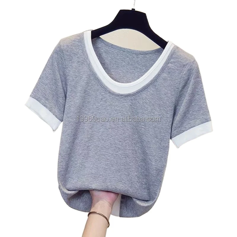 

2022 new fashion women's pattern T-shirt super large summer elastic cotton women's T-shirt wholesale, Customized color