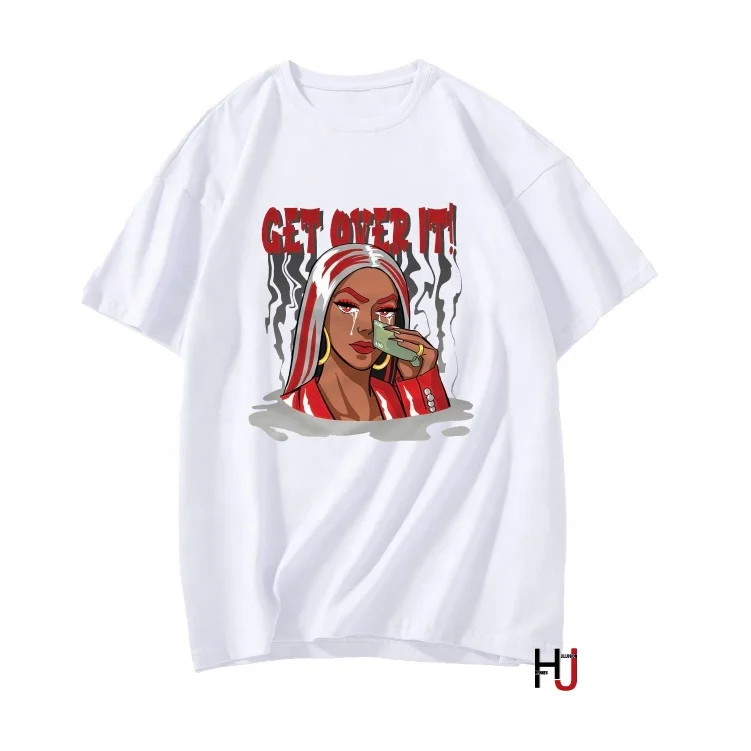

Hot Sale Summer Womens Short Sleeve Tshirts Loose T-shirt Custom Logo Get Over It Woman Printed Women T Shirt