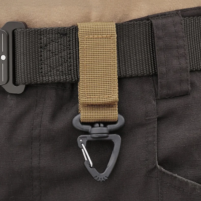 

Outdoor Climbing Camping Tool Accessory Carabiner Keychain Tactical Hanging Buckle Backpack Belt Nylon Webbing Triangle Buckle