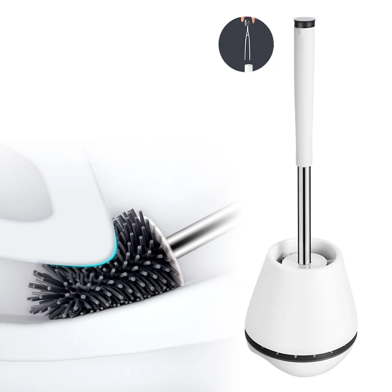 

wholesale wall mounted TPR toilet brush with small clip silicone toilet brush and plunger set, White