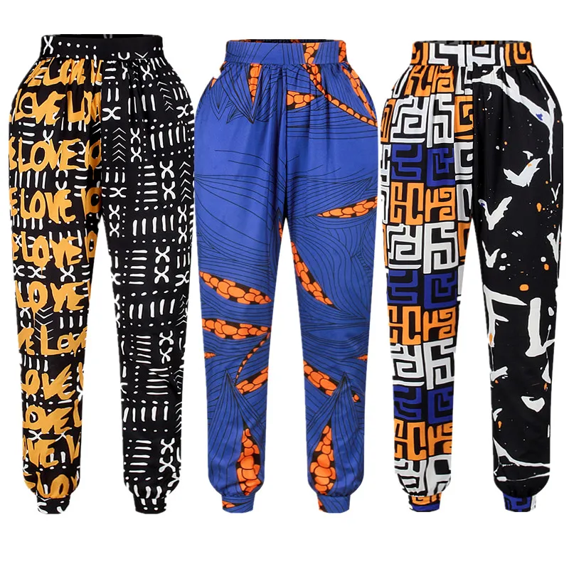 

Hot Sale Women's Latest Long Zipper Legging Yoga Design African Dashiki Print Boho Colorful Casual Pants