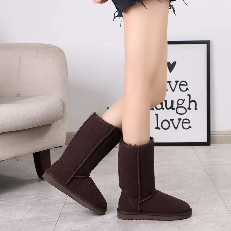 

winter boot furry black boots flat tall winter boots, 4 colors (customized color)
