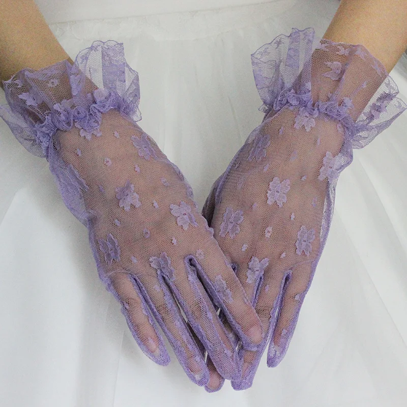 
Women Lace Gloves Short Wedding Gloves Elegant Finger Prom Gloves for Party 
