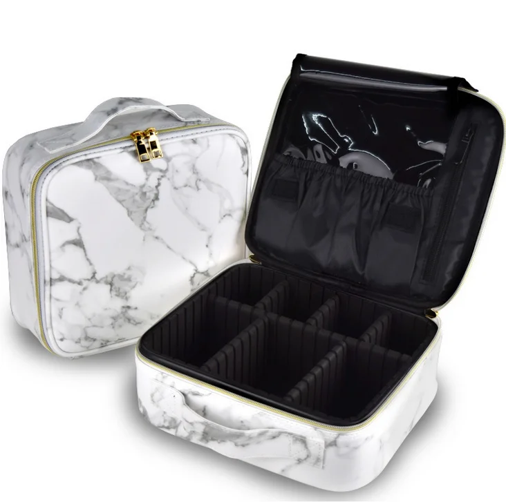 

Small Travel Size Ziplock OEM No Logo Woman Pro Luxury Marble Makeup Bag, Pink