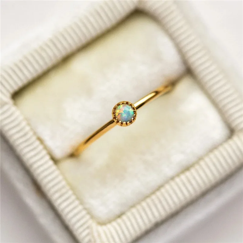 

Fashion 14K Gold Plated blue Opal brass Ring for women, Available