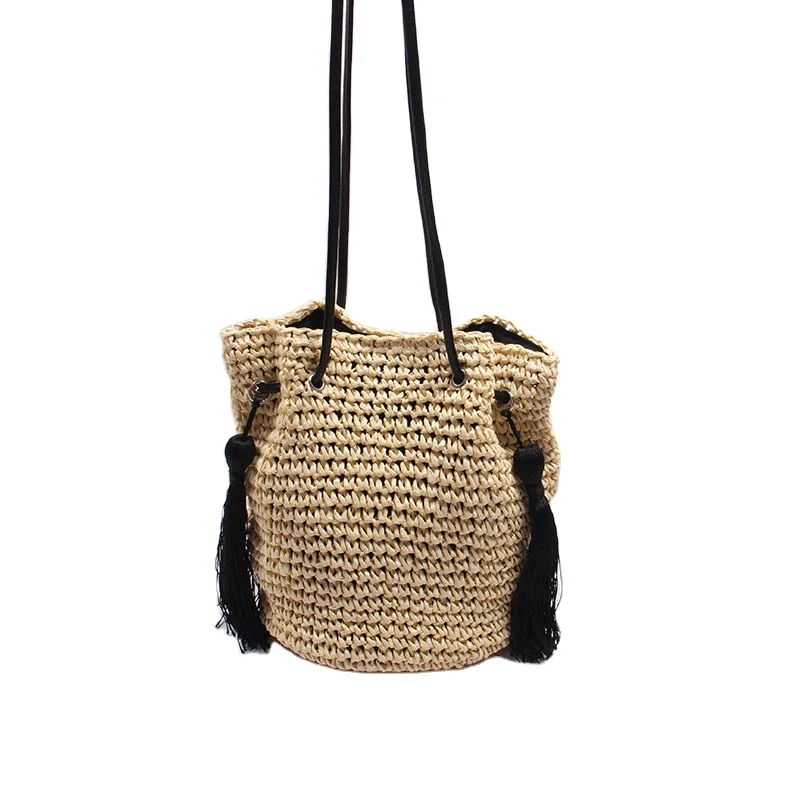 

Summer Fashion Beach paper Straw bag Handmade Woven Round Bali Rattan shopping Bag