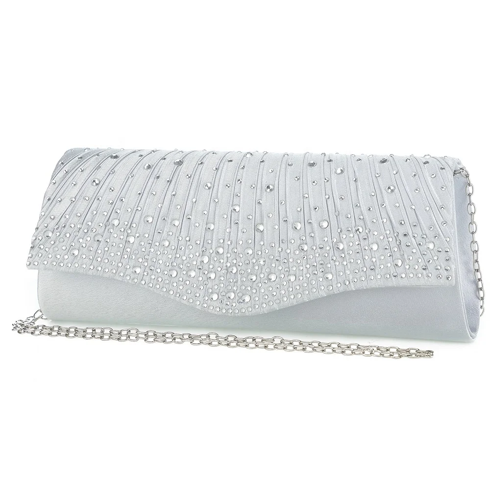 

Evening Bags Clutches for women Satin Wedding Purse Silver Chain Strap Shoulder Bag Ladies Party Wallet Handbag