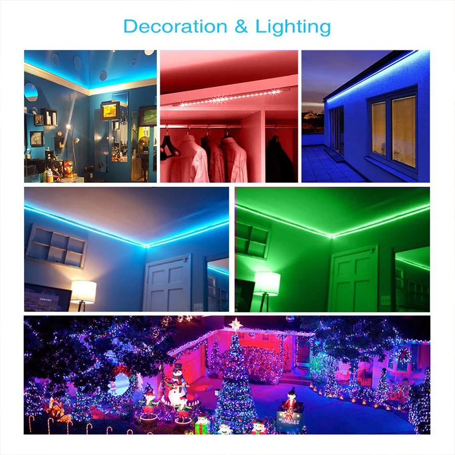 Car Bedroom Led Strips Lighting 5m 220v 12v 5050 Rgbw Ip 68 Waterproof Smart Rgb Led Strip Light With Remote 19