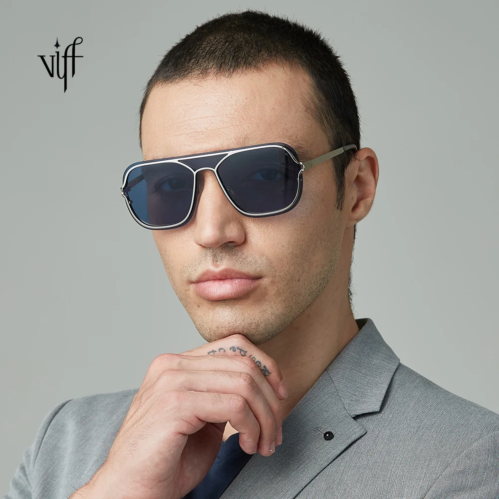 

VIFF Oversize Aviation Sunglasses HM19253 Pilot New Design Vintage Men Sun Glasses High Quality Metal Aviation Shades, Customs